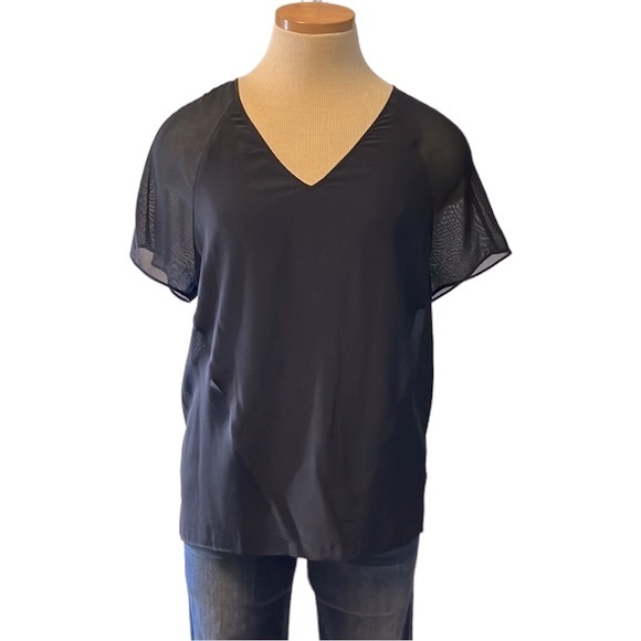 Alexander Wang Semi-Sheer Silk Top, Black, Small - Picture 2 of 10